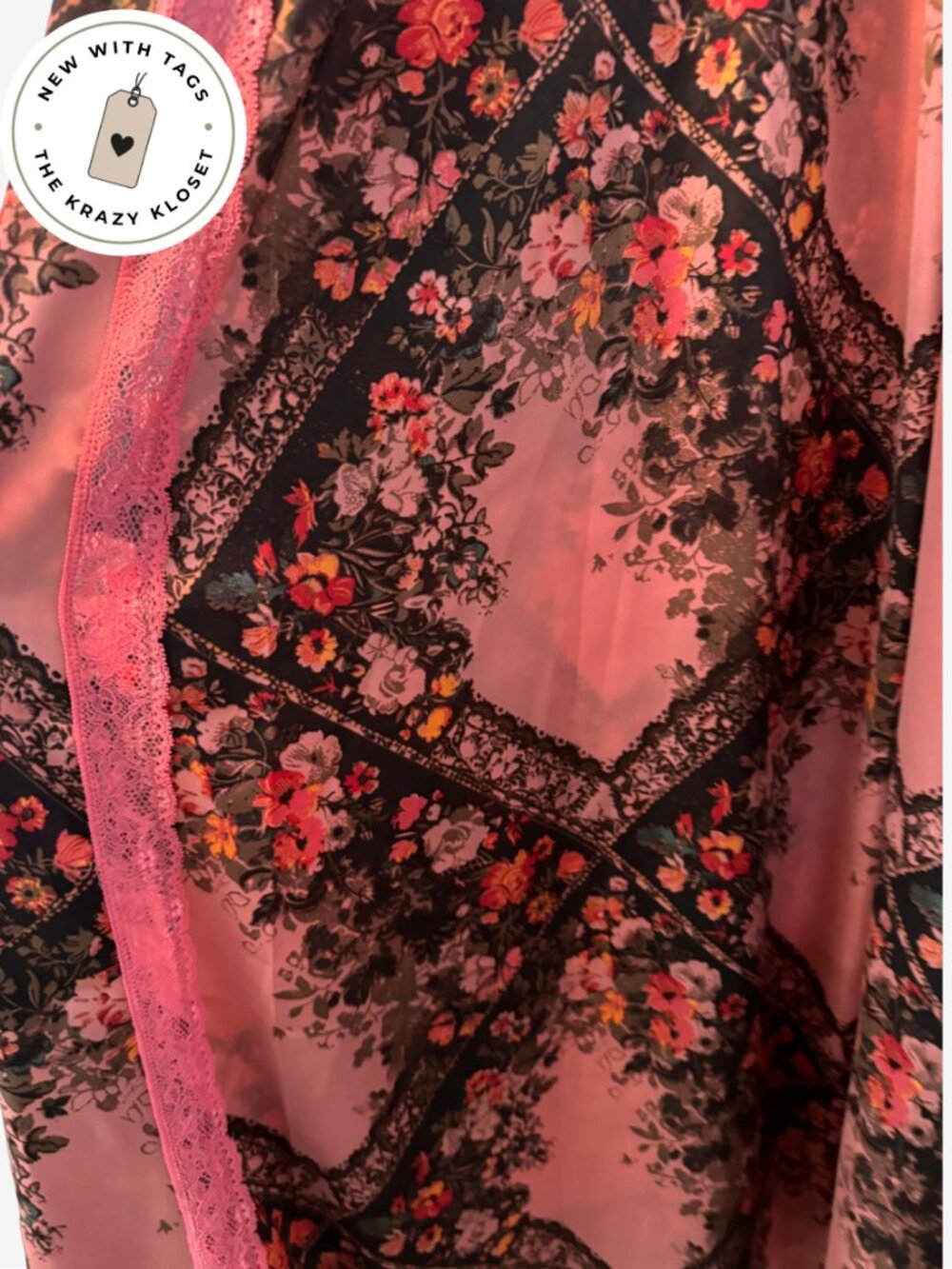 Free People Just Dreamy Maxi Slip Dusty Mauve Combo Medium NWT - Picture 4 of 9
